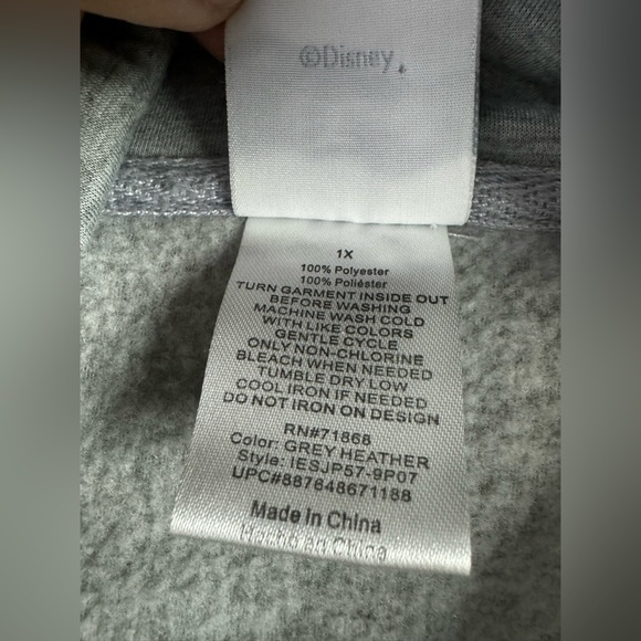 DISNEY Women Minnie Mouse Fleece Hoodie 1X Oversized Full Zip Sweatshirt - Picture 10 of 11